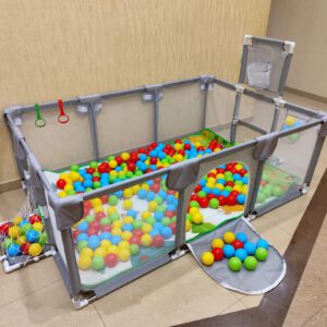 სათამაშო სივრცე – ნაცრისფერი მანეჟი (ზომით 180-120) PLAYPEN