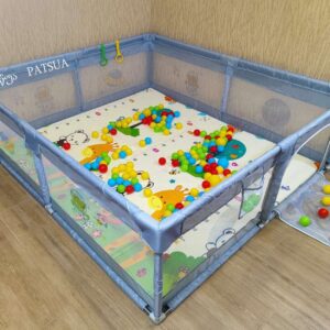 სათამაშო სივრცე - ნაცრისფერი მანეჟი (ზომით 200-180) PLAYPEN